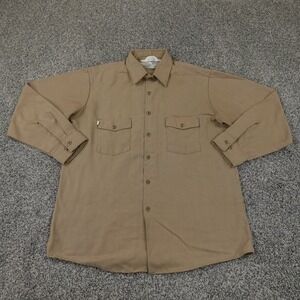 VTG TOPPS Shirt Mens Large 16 16.5 Brown Beige FR Flame Resistant Nomex USA 90s